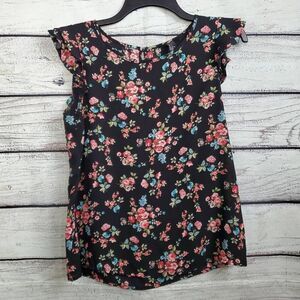 Forever21 Size SMALL Black Floral Top